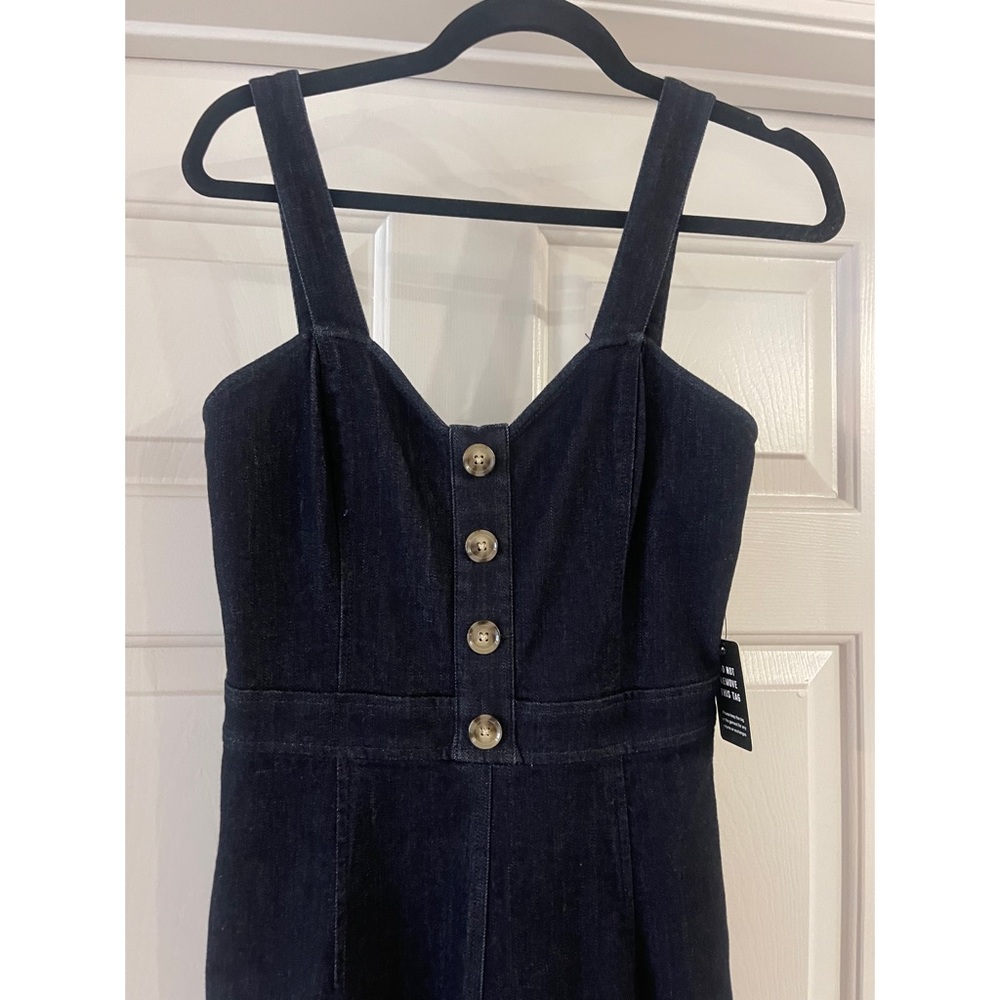 EXPRESS Jean jumpsuit with button detail on top.- size small
